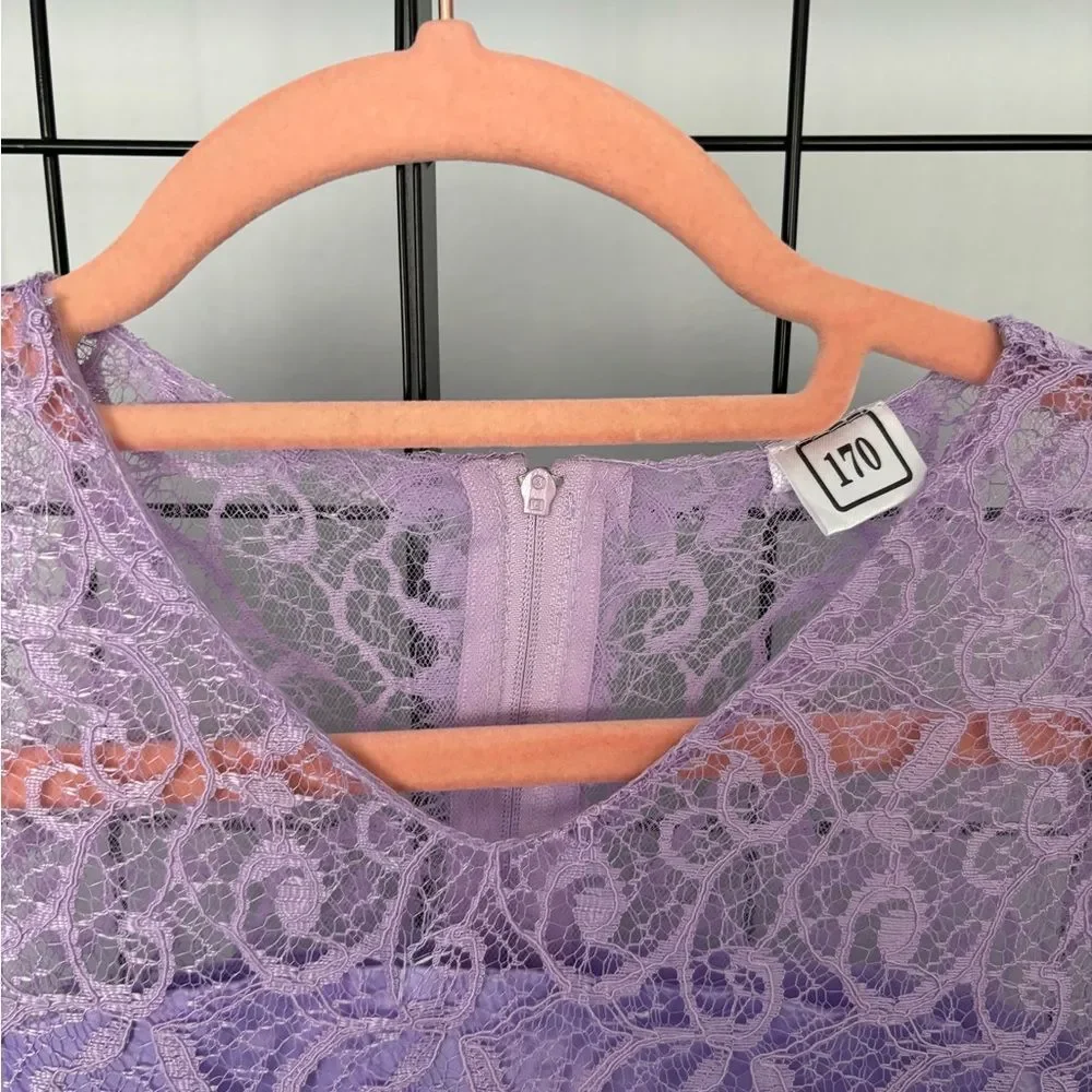 Formal Lavender Lace & Tulle Long Sleeved Gown NWOT size 170 (14/16)